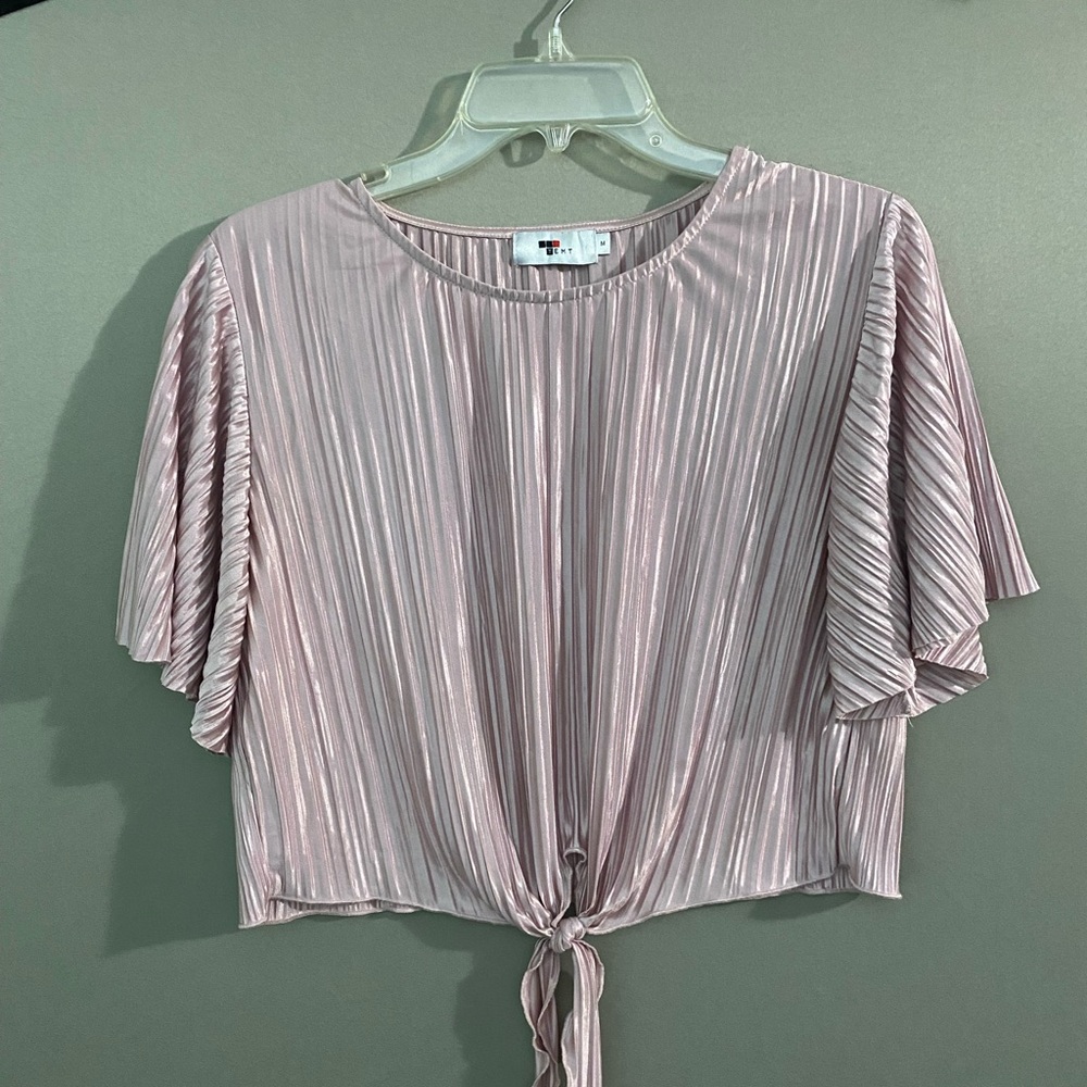 Temt Light Pink Pleated Blouse